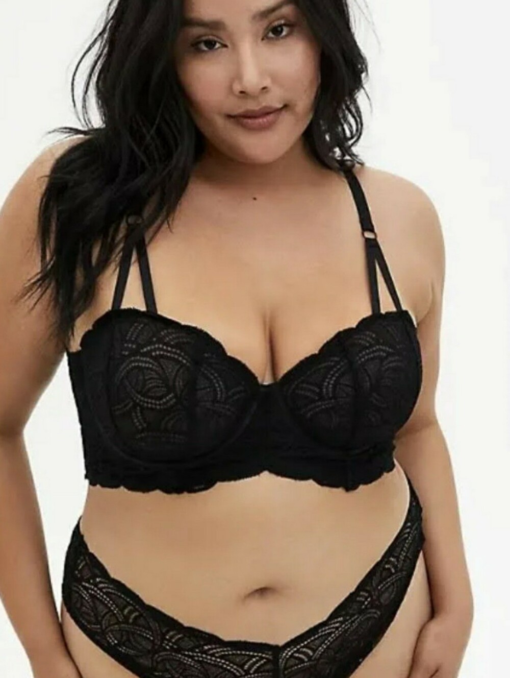 Torrid Curves Longline Underwire Bralette Lace Embroidered Sheer Black